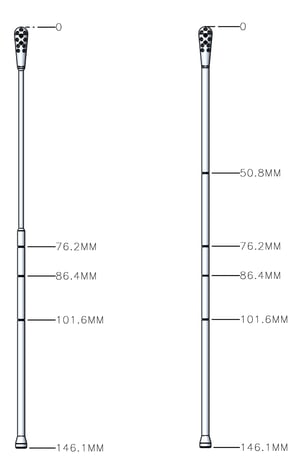 2D rendering of swabs. From left to right, flexible nasal swab and standard throat swab.